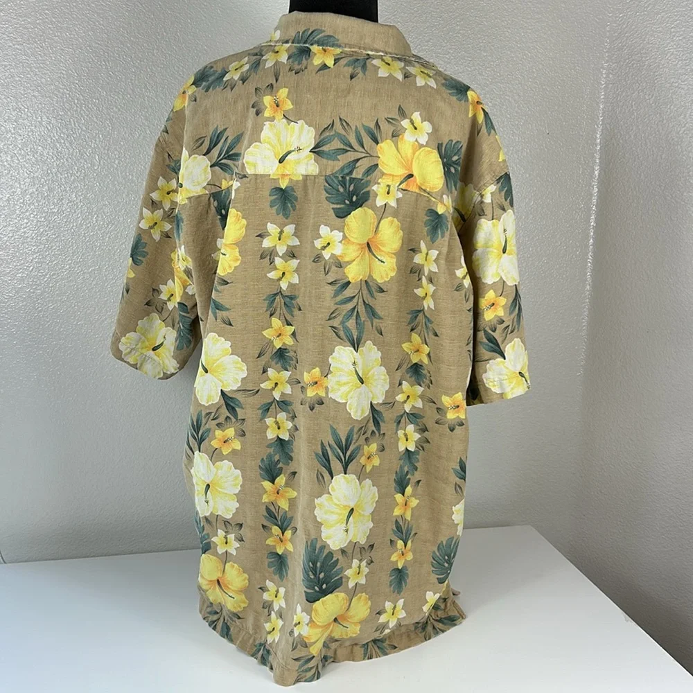 Caribbean Joe Men’s 100% Silk Hawaiian Aloha Floral Button Dress Shirt Size XL - Picture 2 of 12